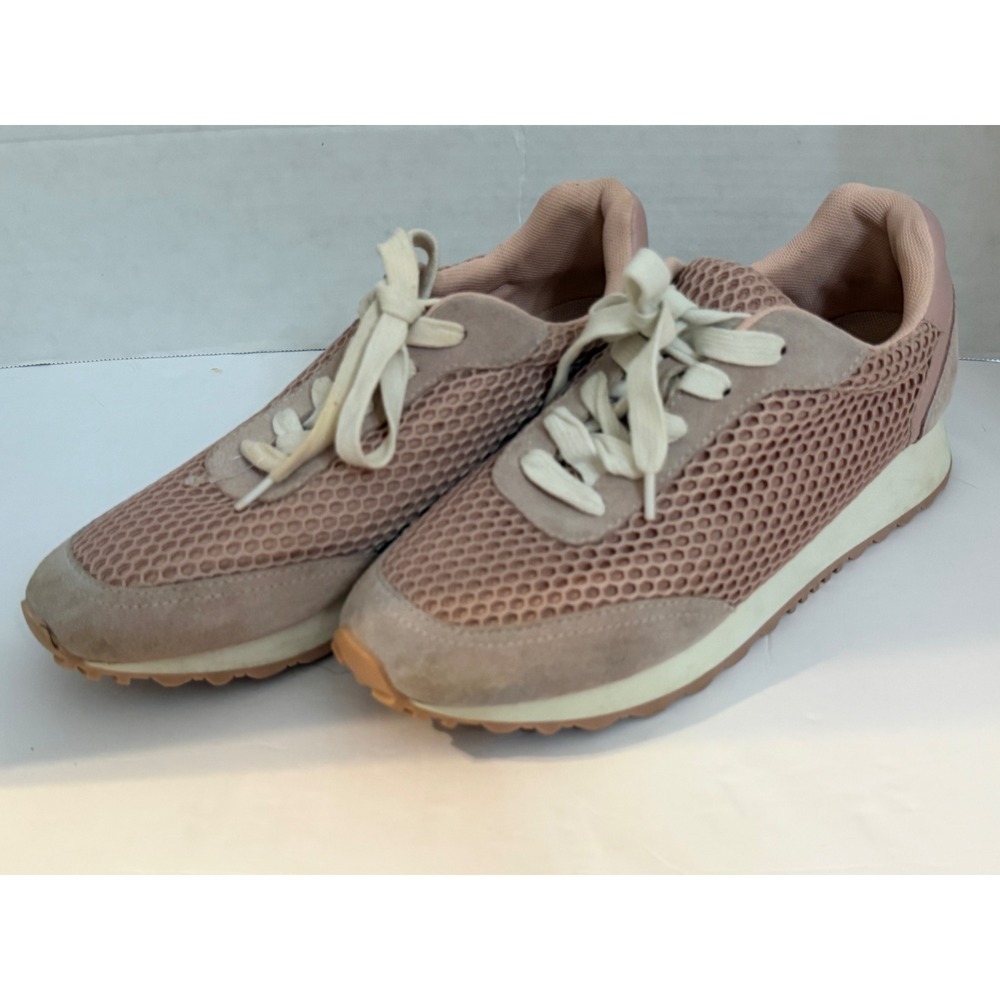 Steve Madden Womens Mesh Suede Lace Up Sneakers Dusty Rose Beige Low Top Shoes